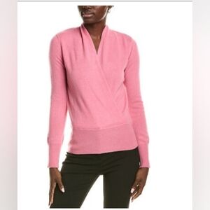 NWT Sofia Cashmere Pink Faux Wrap Cashmere Sweater - Large